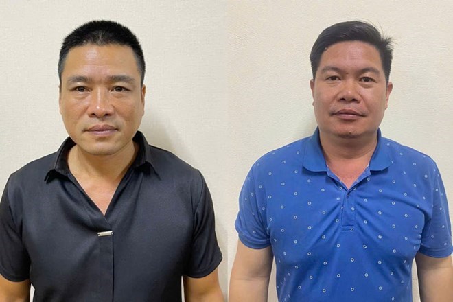Pham Van Bach trai va Pham Viet Hung tai co quan dieu tra.4556676